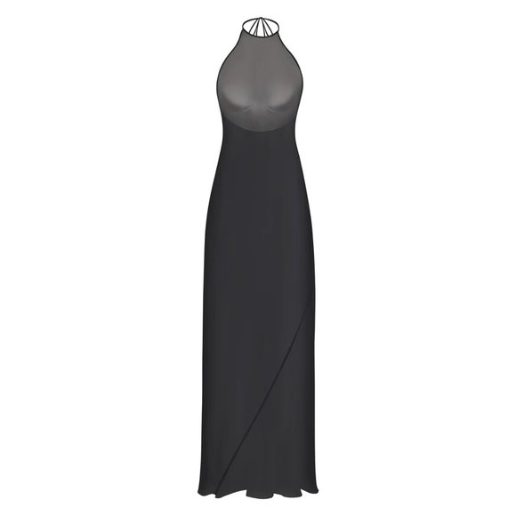 Skims Romance Halter tie slip dress black onyx size small - Picture 3 of 4